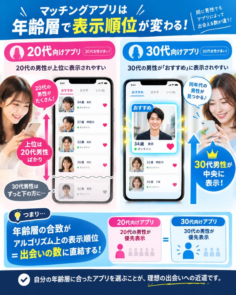 アルゴリズムによる表示順位の違い